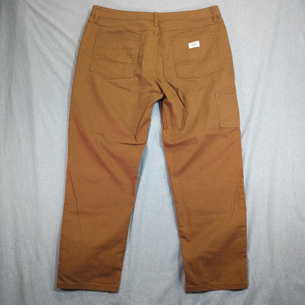 REI Co-op Double Knee Work Pants Mens 38x30 Brown Canvas Utility Trousers Gorp - Picture 2 of 10